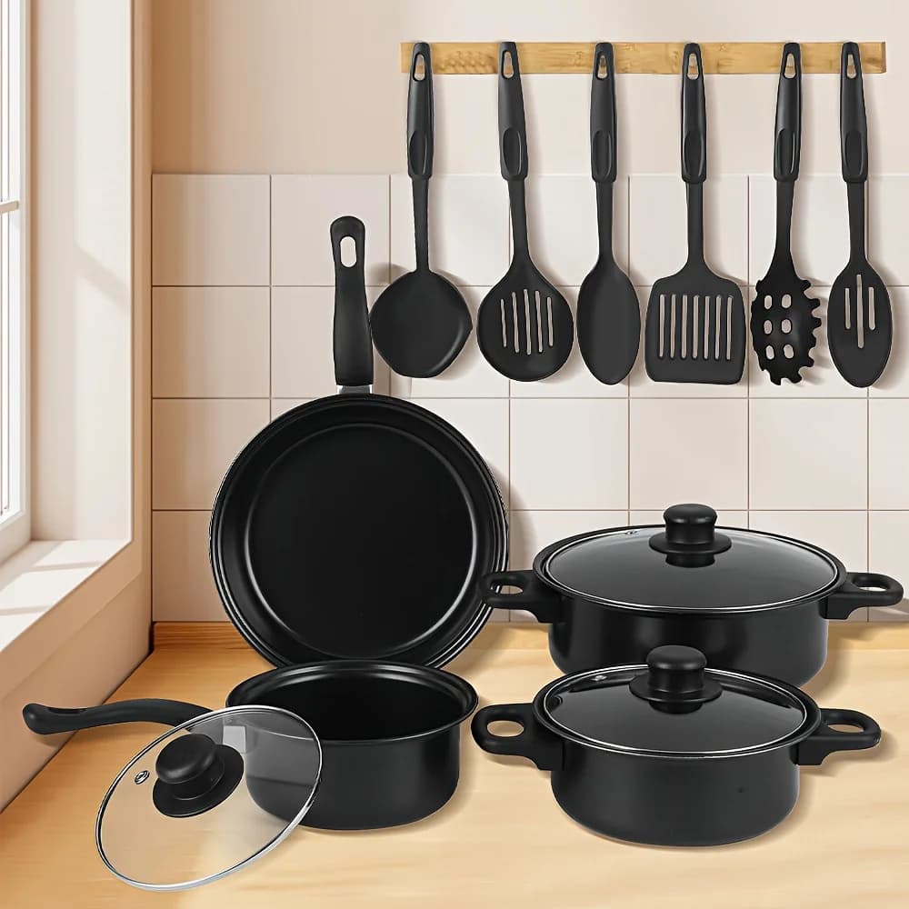 Stackable Anti-Flat Pots Set – Maifan Stone Pan with Cover, Milk and Pot Pots for All Cooking Plans