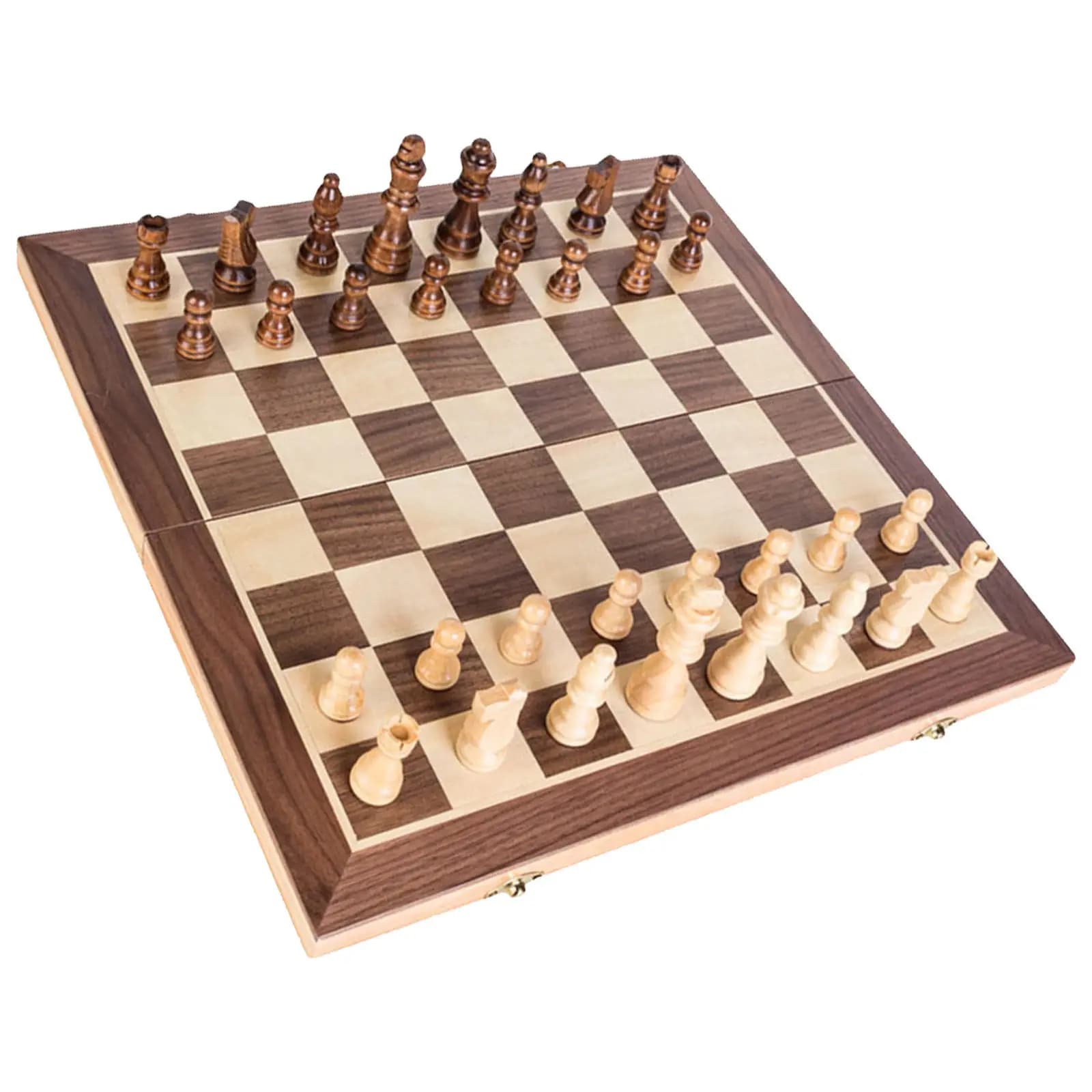 Scacchiera Pieghevole in Legno 40Cm, Set di Scacchi Portatile con Pezzi Magnetici, Gioco Educativo per Viaggi, Casa e Ufficio