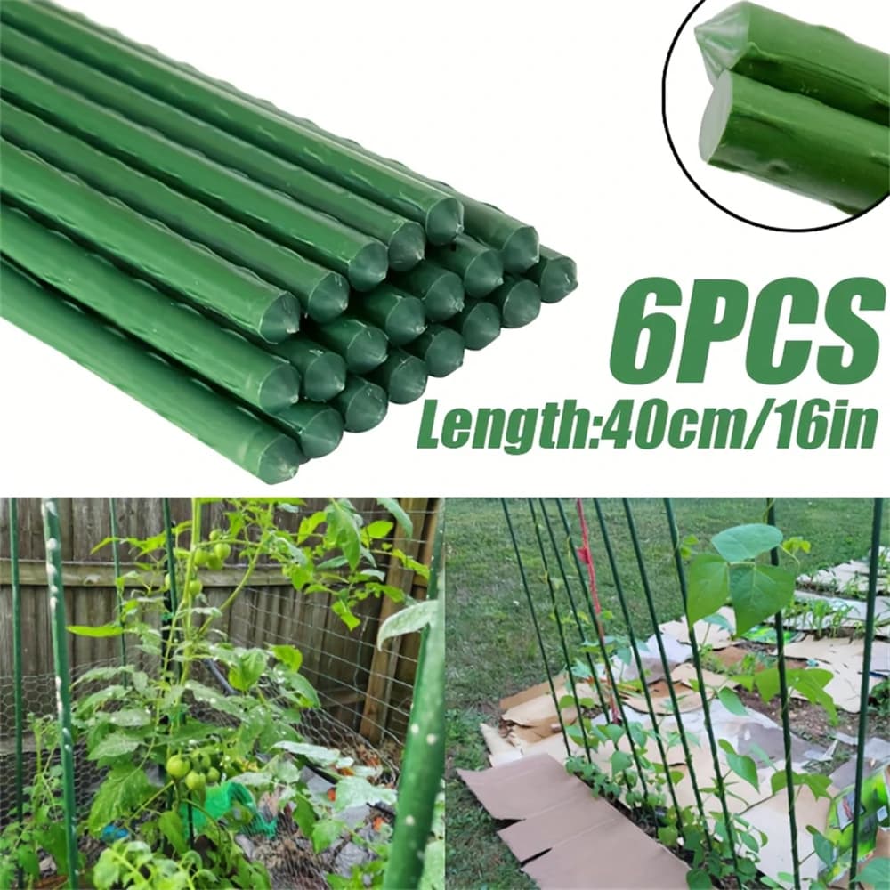 6 pezzi di paletti per piante da giardino, robusti bastoncini per piante verdi, supporti per bastoncini di pomodoro per vasi, pali da giardino palo per piante in acciaio rivestito