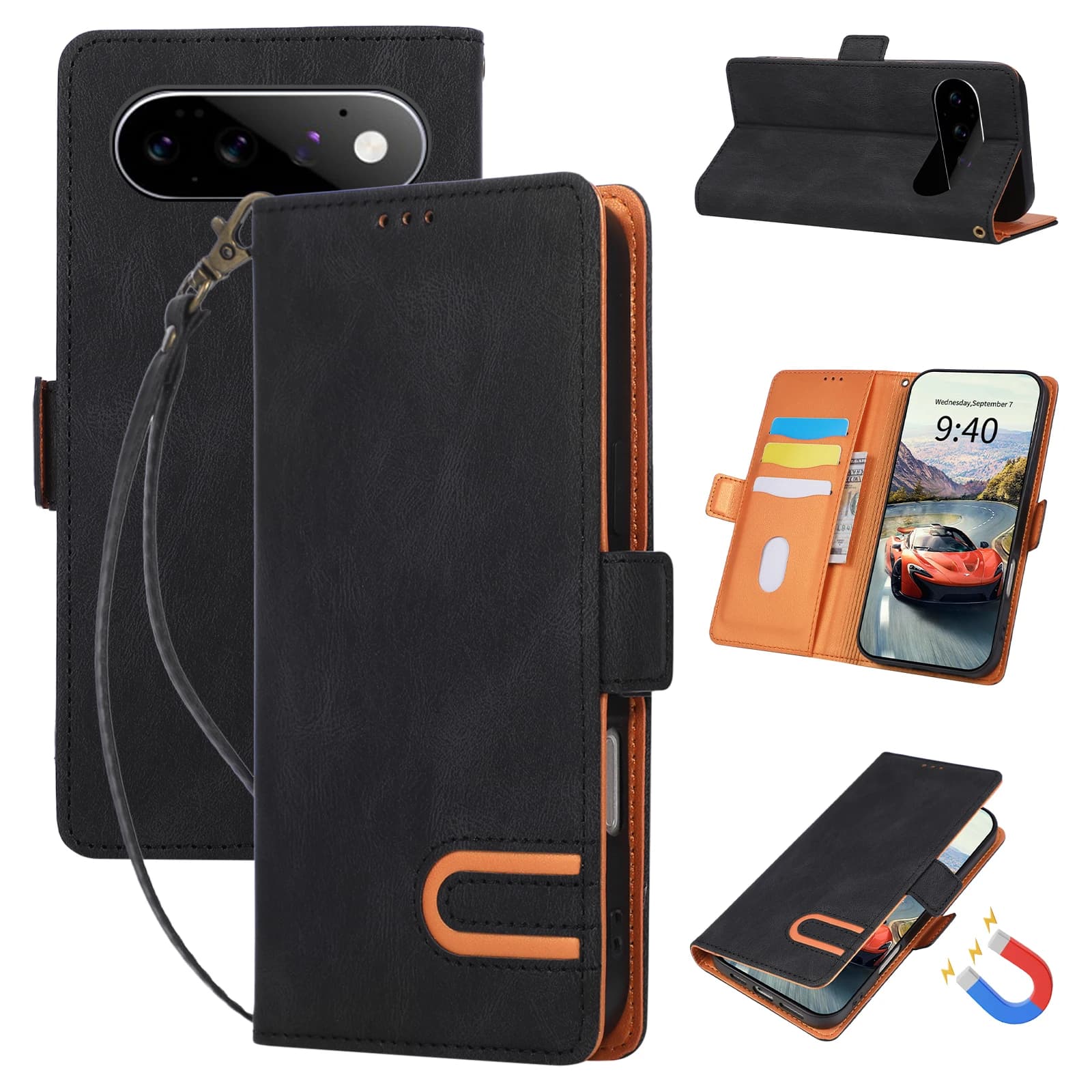 Wrist Strap Wallet Card Slot Holder Phone Case for Google Pixel 11 10 9 Pro XL10A 9A 8A 7A Flip Leather Stand Protecto Cover