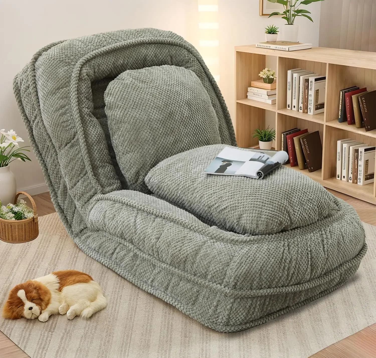 Letto Imbottito per Umani e Animali Domestici, Divano Letto Convertibile con 5 Posizioni Regolabili, Comodo Tatami, Personalizzabile
