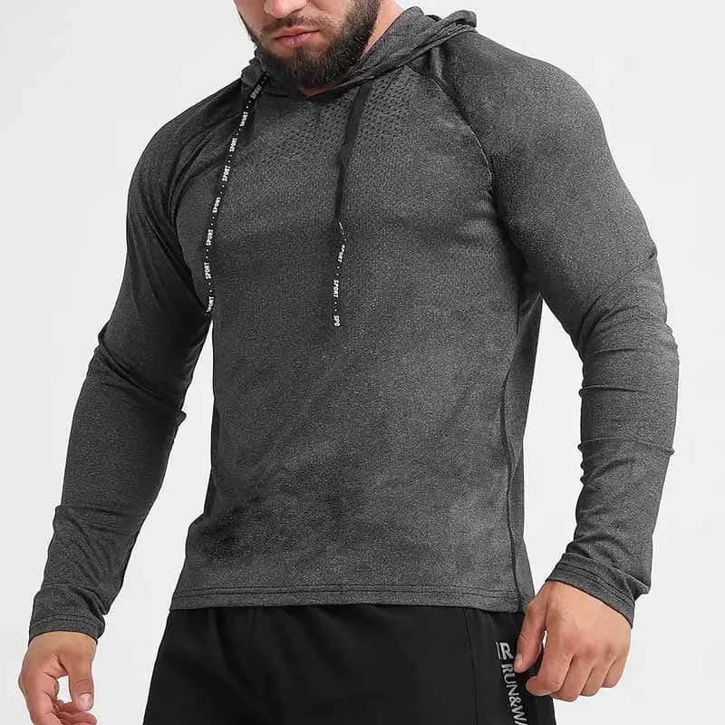Nuovo maglione con cappuccio T-shirt a maniche lunghe da uomo Abbigliamento fitness Pullover da uomo casual Top sportivo