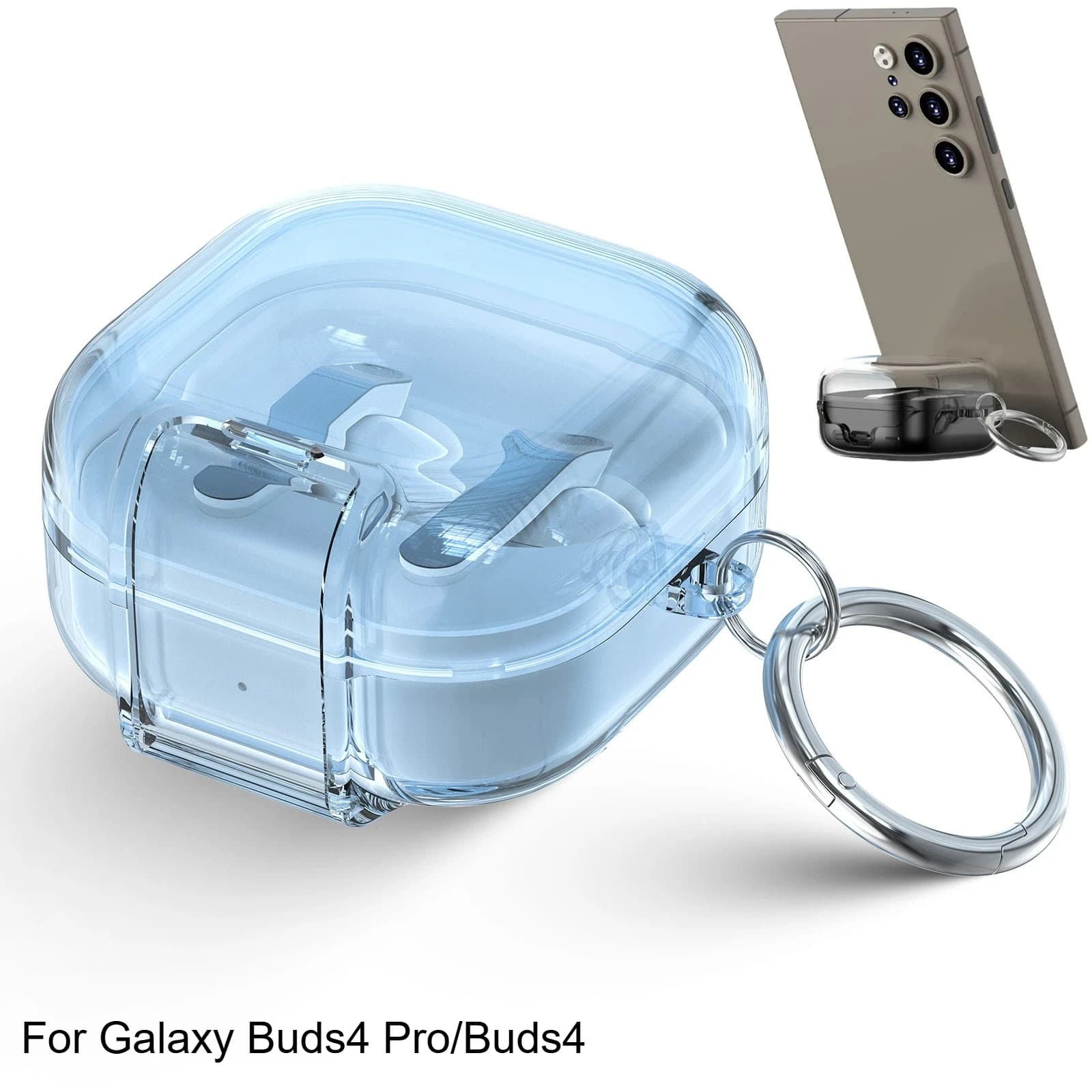 Custodia Protettiva Trasparente Antiurto per Auricolari Samsung Galaxy Buds4 Pro/Buds4 con Blocco di Sicurezza a Caramella