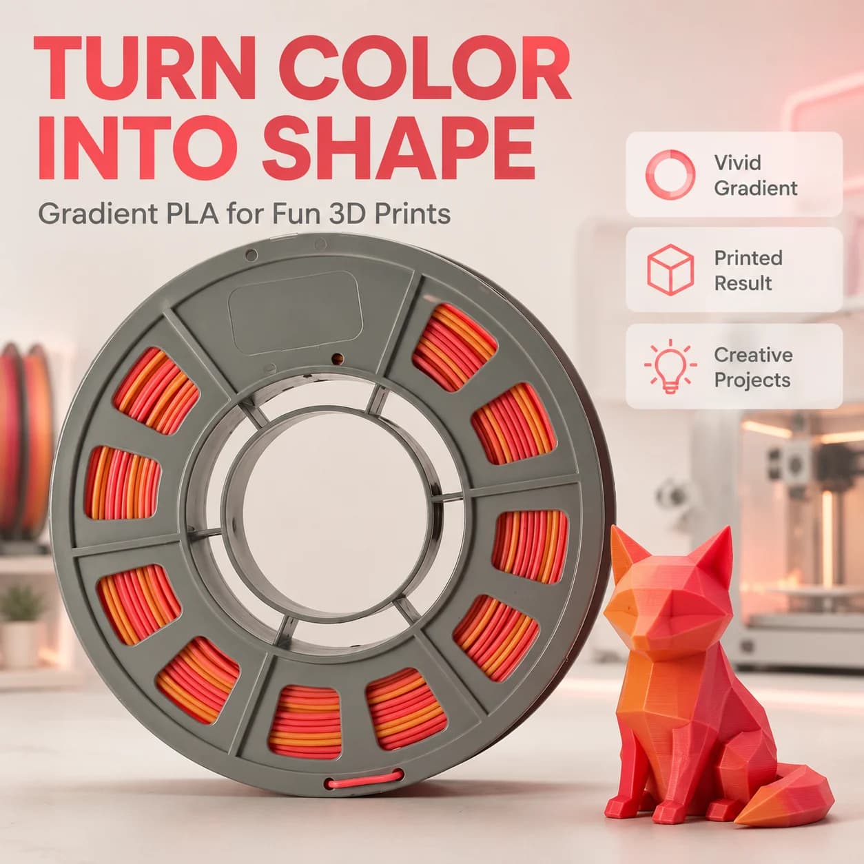 Matte Sunset Gradient PLA Filament 1.75mm 300g Mini Spool - Red Orange Yellow Multi Color Rainbow PLA 3D Printer Material Neat Winding for Bambu Lab Ender 3 AMS