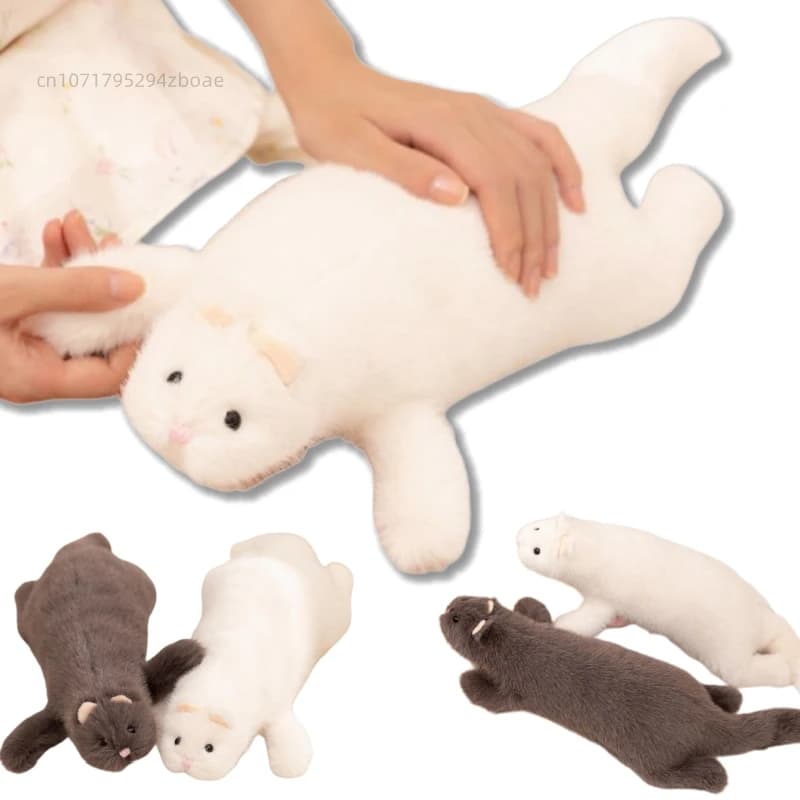 Nice 47cm Cartoon Ferret Plush Doll Pillow Cute Soft White Grey Striped Ferret Stuffed Animal Home Decoration Gift For Children