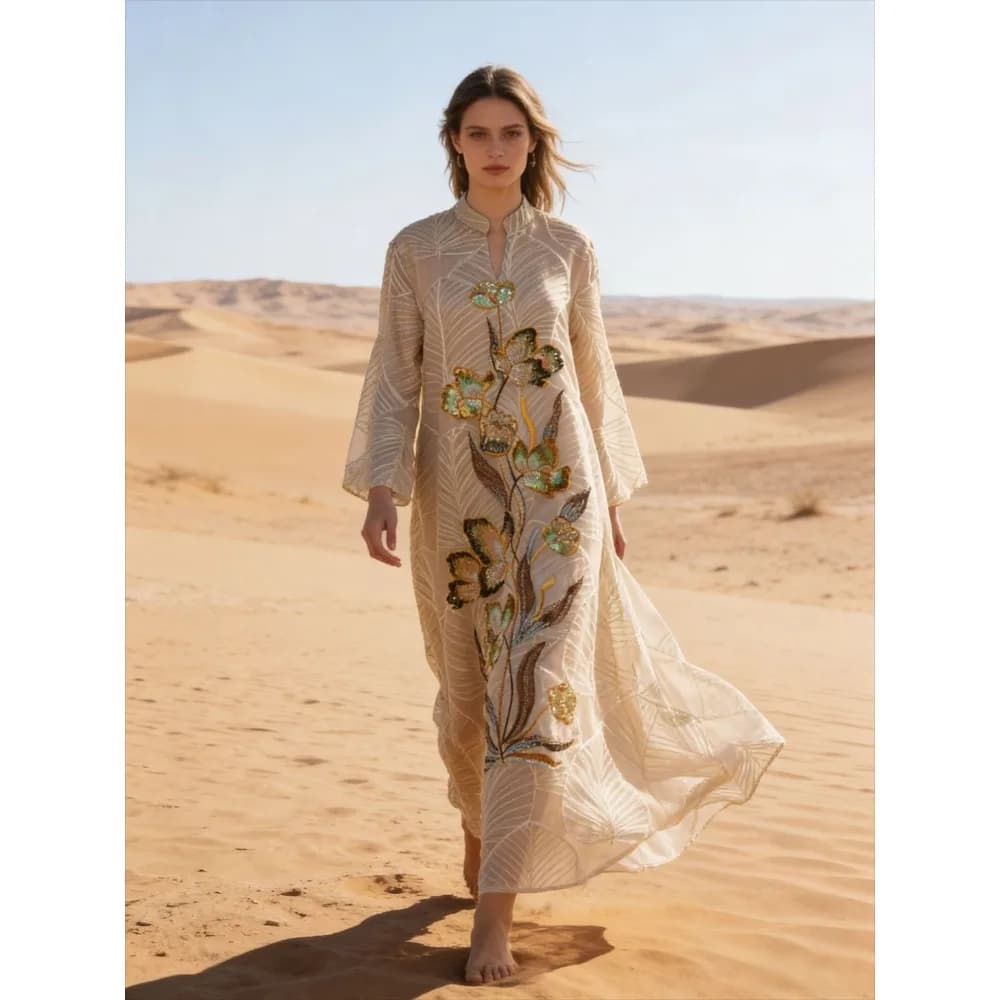 Eid Abaya Vestito Delle Donne Musulmano Maglia Paillettes Dubai Abiti Largos Abiti Lunghi Caftano Arabo Robe Partito Caftano Jalabiya Ramadan 2026