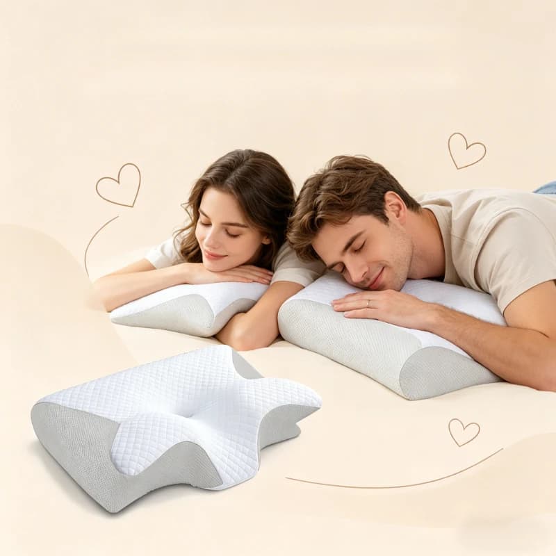 Cuscino Cervicale in Memory Foam 2 in 1, Ergonomico e Ortopedico per Alleviare il Dolore al Collo e Dormire Meglio