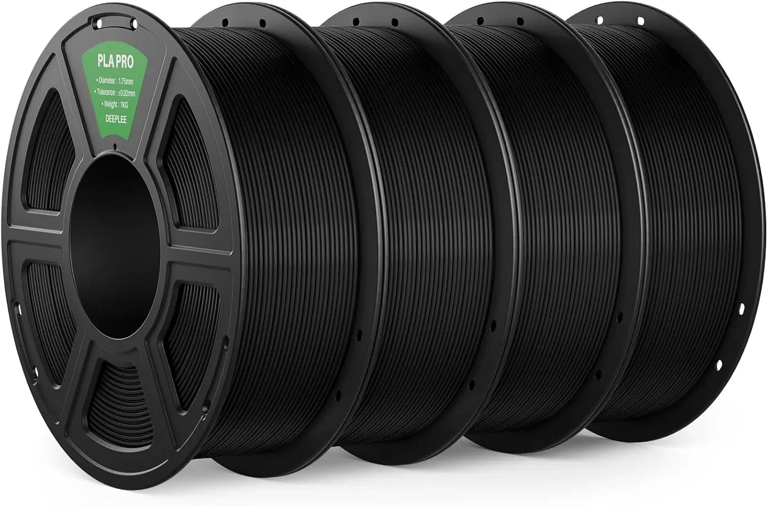 PLA PRO Filament 1.75mm, Stronger Toughness, +/-0.02mm Accuracy, Neatly Wound, 4 Pack Black