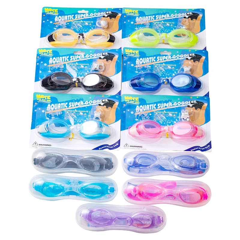 Adult Children's Waterproof HD Swimming Pools Silicone Adjustable Surf Glasses for Diving with Nose Clip Ear Caps