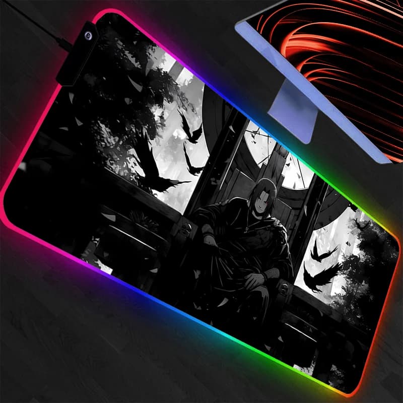 Tappetino Mouse RGB NARUTO Retroilluminato XXL per Gamer, Tappetino LED per Tastiera e Mouse, Tappeto in Gomma, Mousepad Gaming Max Anime