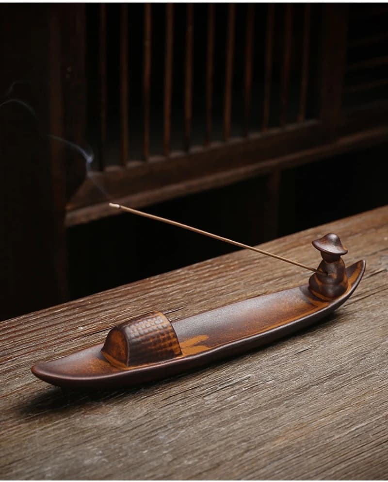 Y Zen Bruciatore di incenso in ceramica con bastoncini di legno di sandalo Inserto per fragranze per la casa Ornamenti per bruciatori per aromaterapia con riflusso multifunzionale
