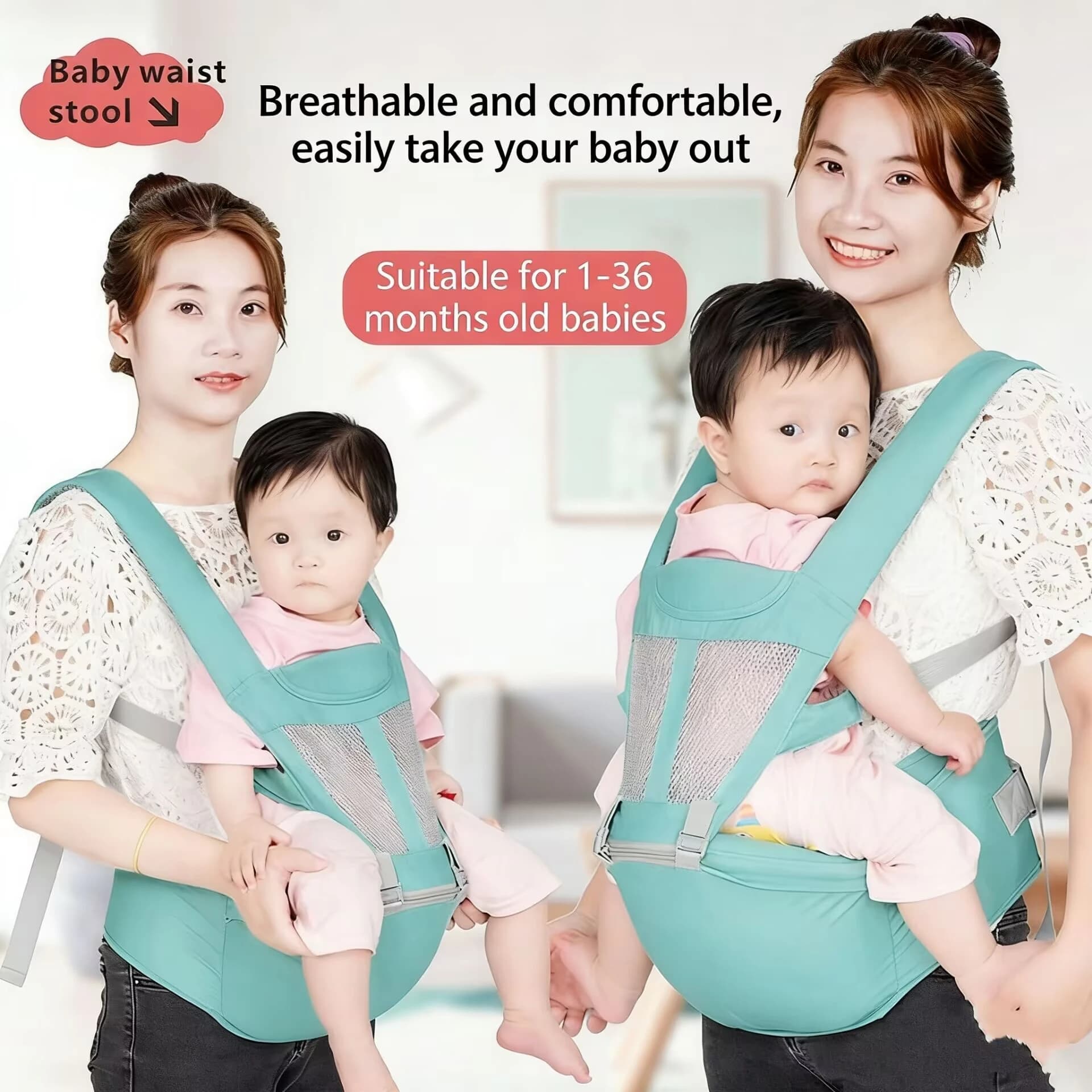Baby Sling Ventilate Carrier Toddler Carrier New Baby Sling Portable and Lightweight Sling Non-Slip Hip Seat Carrying 20KG