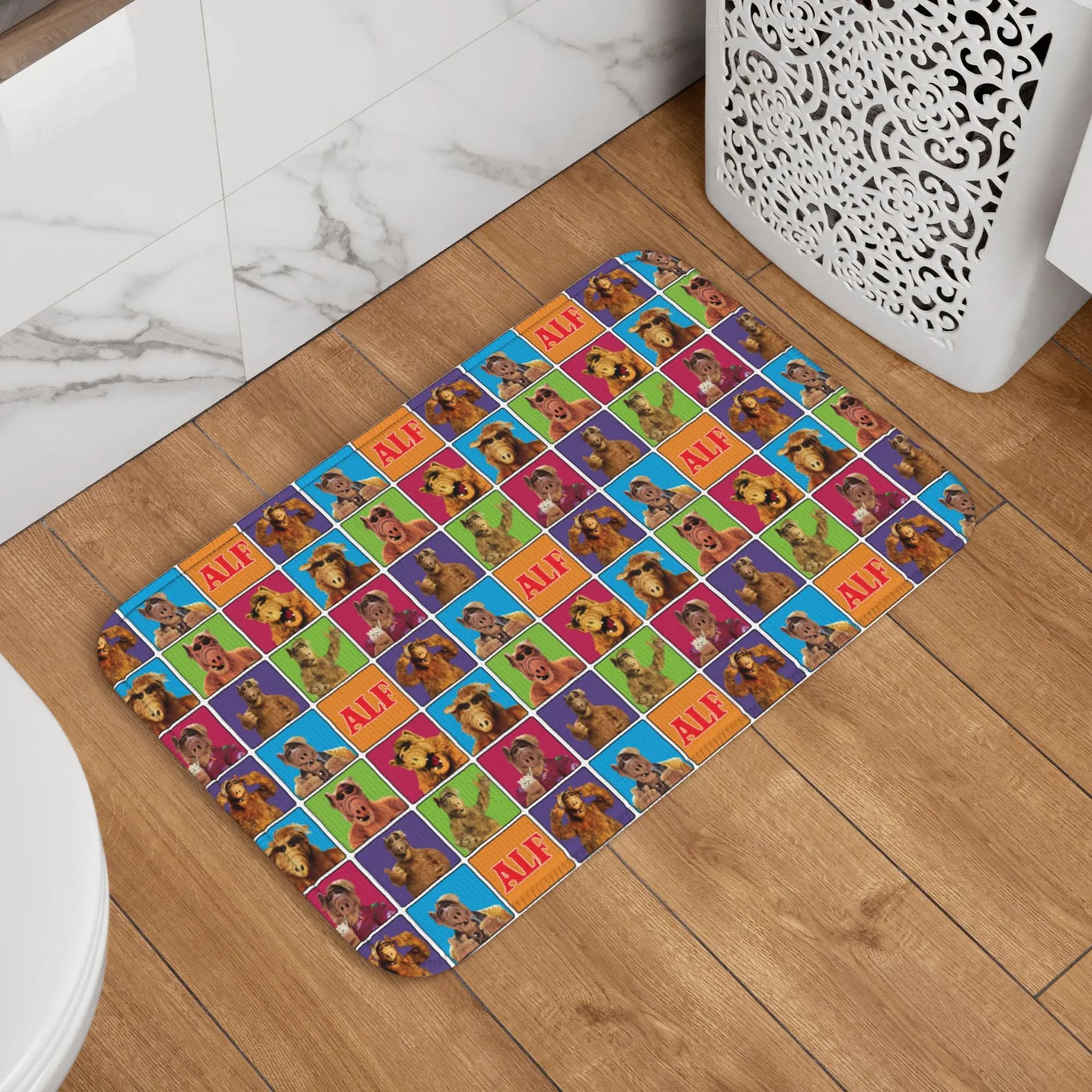 Tappetino Antiscivolo per Porta, Pavimento, Bagno e Cucina con Collage di Memes di Alien Life Form ALF, Ispirato alla Serie TV Sci-Fi, per Interni ed Esterni