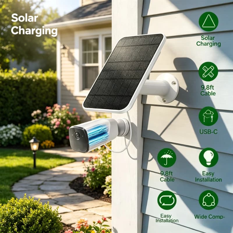 4W Solar Panel for Eufycam 2 2Pro 2C 2C Pro E Wall Mount 9.8ft Power Cable