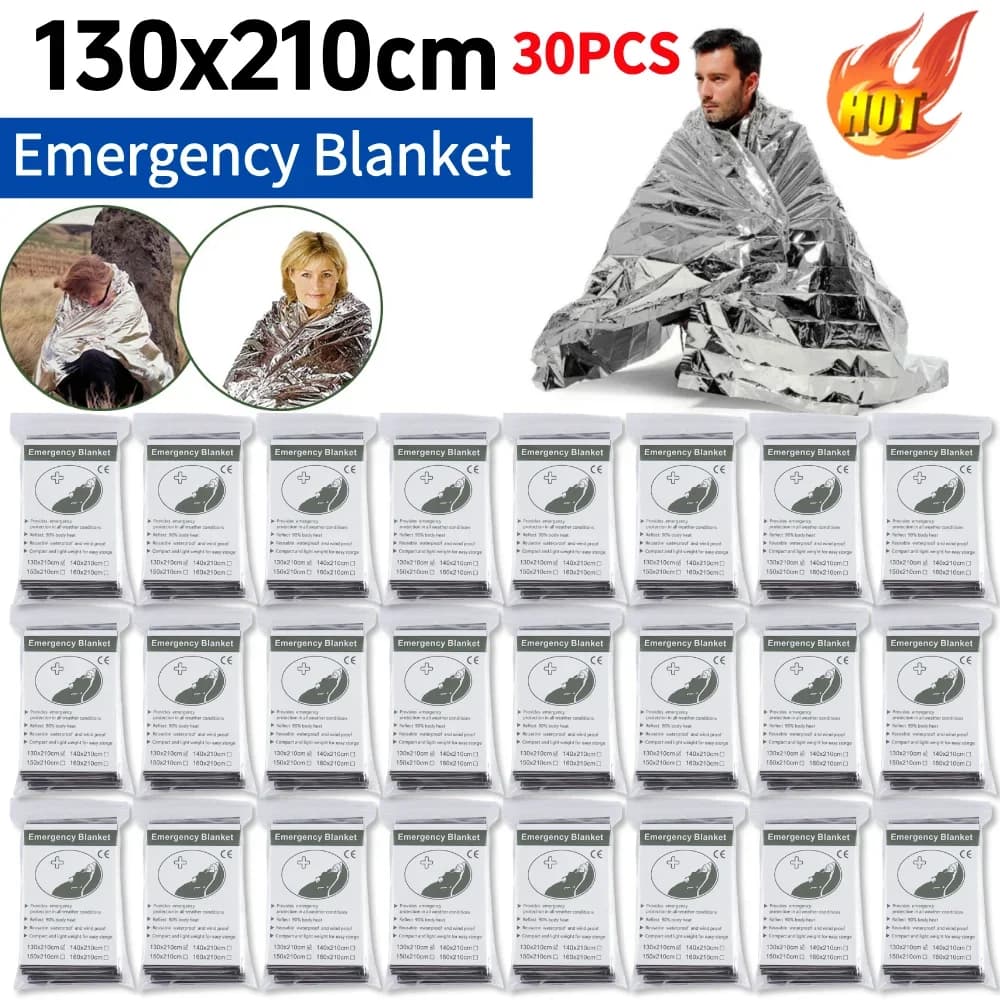 1-30 Pezzi Coperta di Emergenza in Mylar Termico per Escursionismo, Maratone, Sopravvivenza, Impermeabile per Campeggio