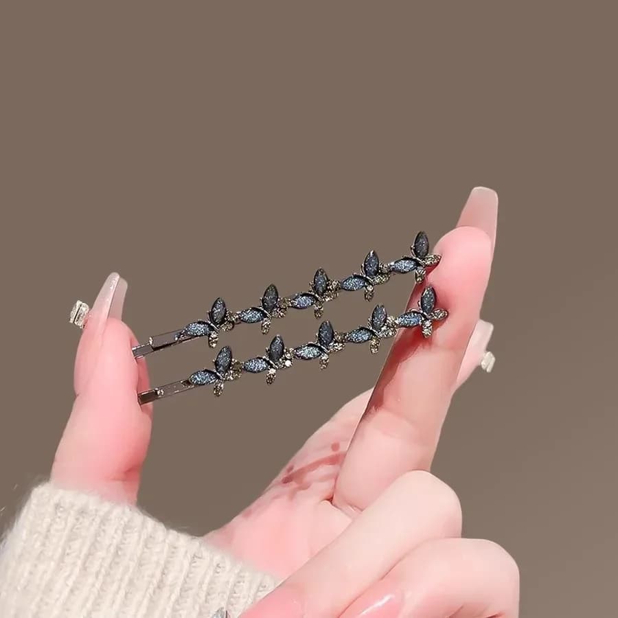 Set di 2 fermagli per capelli a farfalla con strass e smalto, graziosi e dolci, fermagli laterali da donna, fermagli a barretta, accessori semplici per capelli
