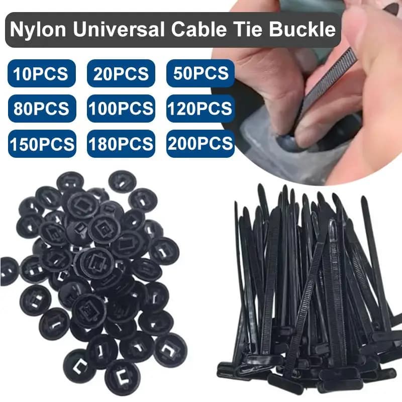 10-300PCS Fascette per cavi universali in nylon Fibbia autobloccante Fascette con cerniera Supporto con pulsante a perno Cinghia multiuso per la riparazione quotidiana dell'auto