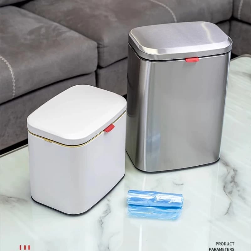 Pattumiera da bagno in acciaio inossidabile Pattumiera sottomobile a prova di odore Secchio portaoggetti a parete senza trapano con coperchio