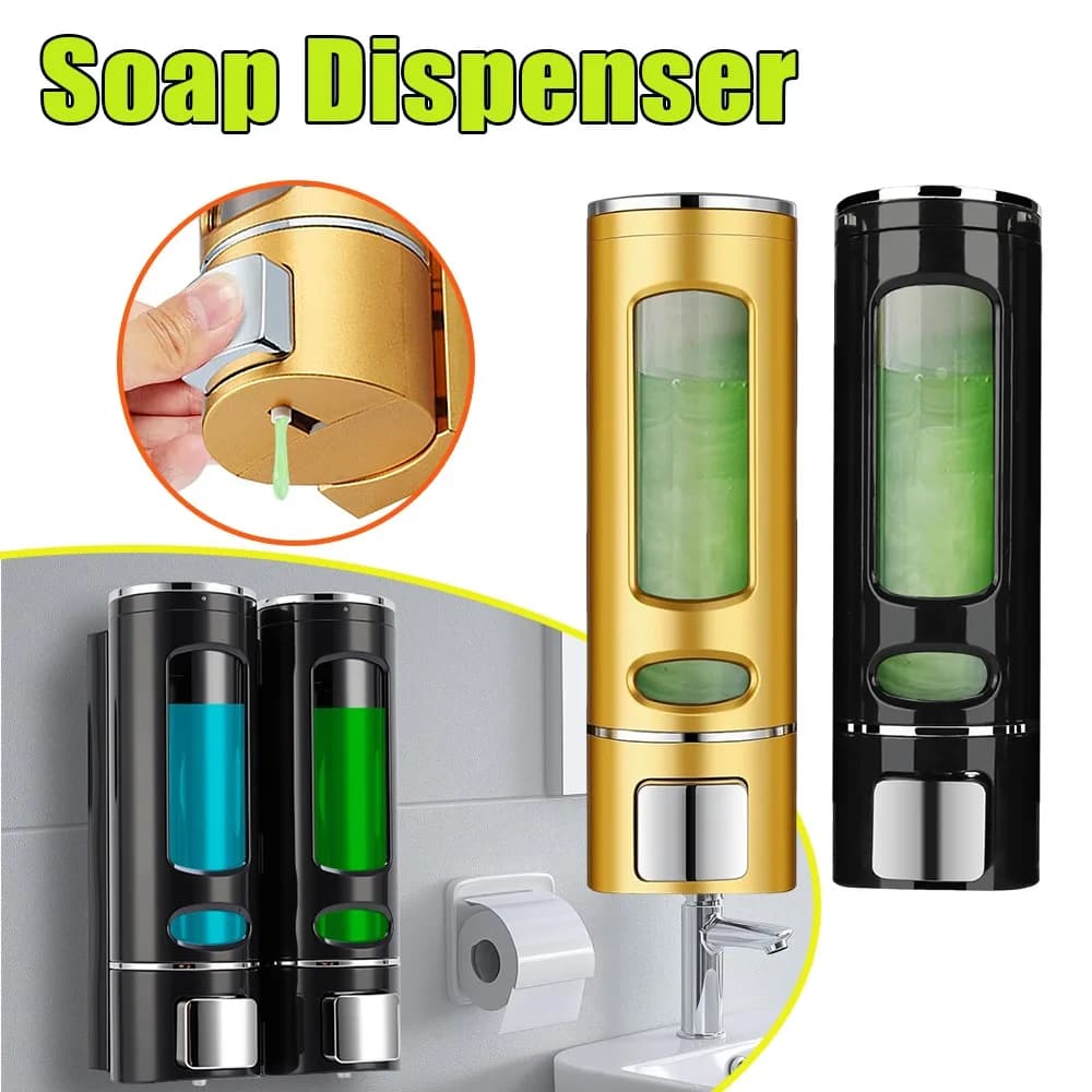 Dispenser di Sapone Liquido Ricaricabile 400ml con Pompa a Pressione Manuale, Contenitore per Lavaggio Mani da Parete per Cucina e Bagno