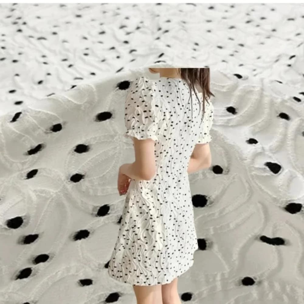 Jacquard Brocade Yarn-dyed Fabric Black Polka Dot Dress Fabrics Diy Sewing Brand Fashion Design Wholesale Cloth by the Meter