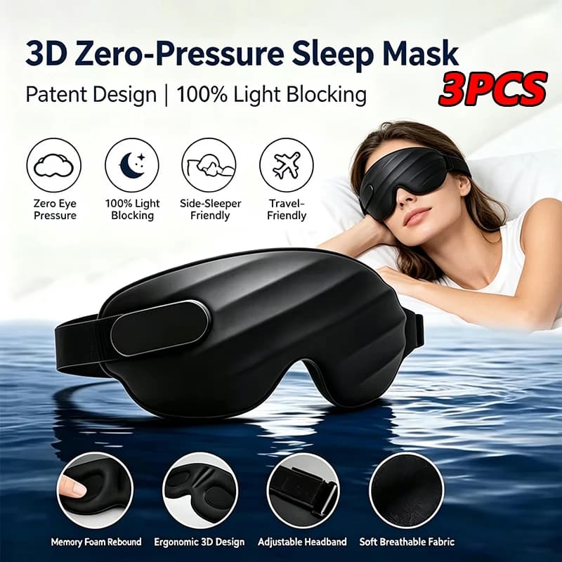 3PCS Mask For Sleep Eye Mask Contoured Cup Blindfold Concave Molded Night Eye Mask Block Out Light with Women Men Adjustable