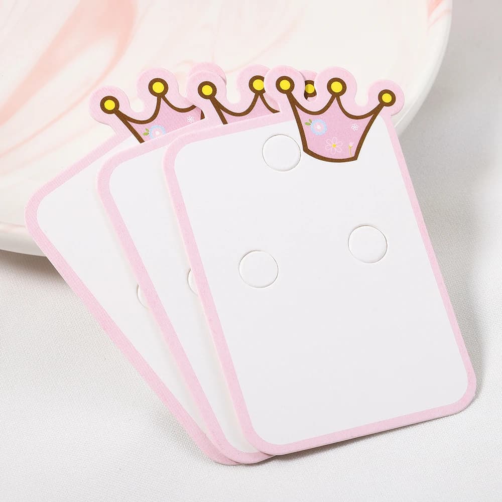 50 pz 10 pz 5.4x8cm carino corona imballaggio carte di carta per gioielli fai da te Display tag accessori per capelli prezzo al dettaglio tag etichette porta