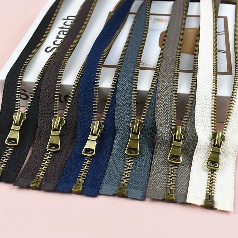 2-10 Pezzi 5 # Cerniere in Metallo Bronzo 40-80cm, Cerniera Apribile per Cucito, Zip per Abbigliamento, Giacche, Kit di Riparazione, Accessori per Sartoria