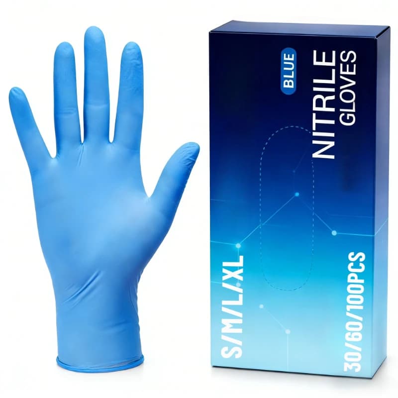 Guanti in nitrile blu multiuso da 30/60/100 pezzi, per tintura capelli e pulizia, con design a macchia visibile, per salone, colorazione, cucina, igiene