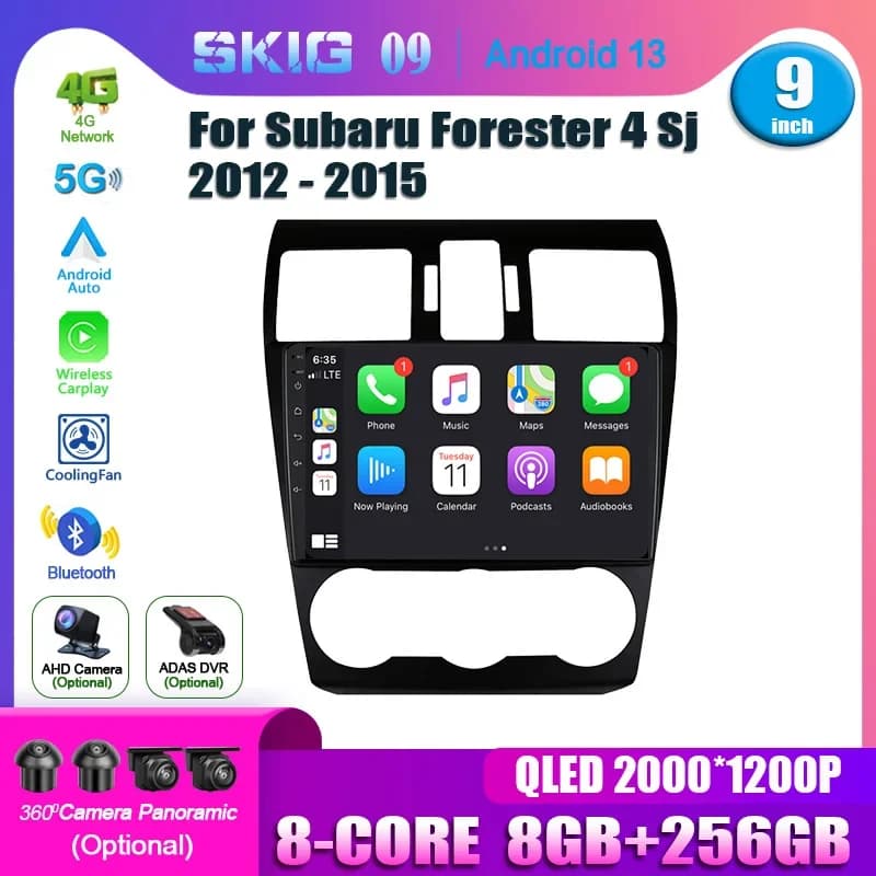 Autoradio Multimediale per Subaru Forester 4 Sj 2012-2015, 5G WIFI, Navigazione GPS, Stereo Android 14, Auto Wireless BT, Schermo Carplay