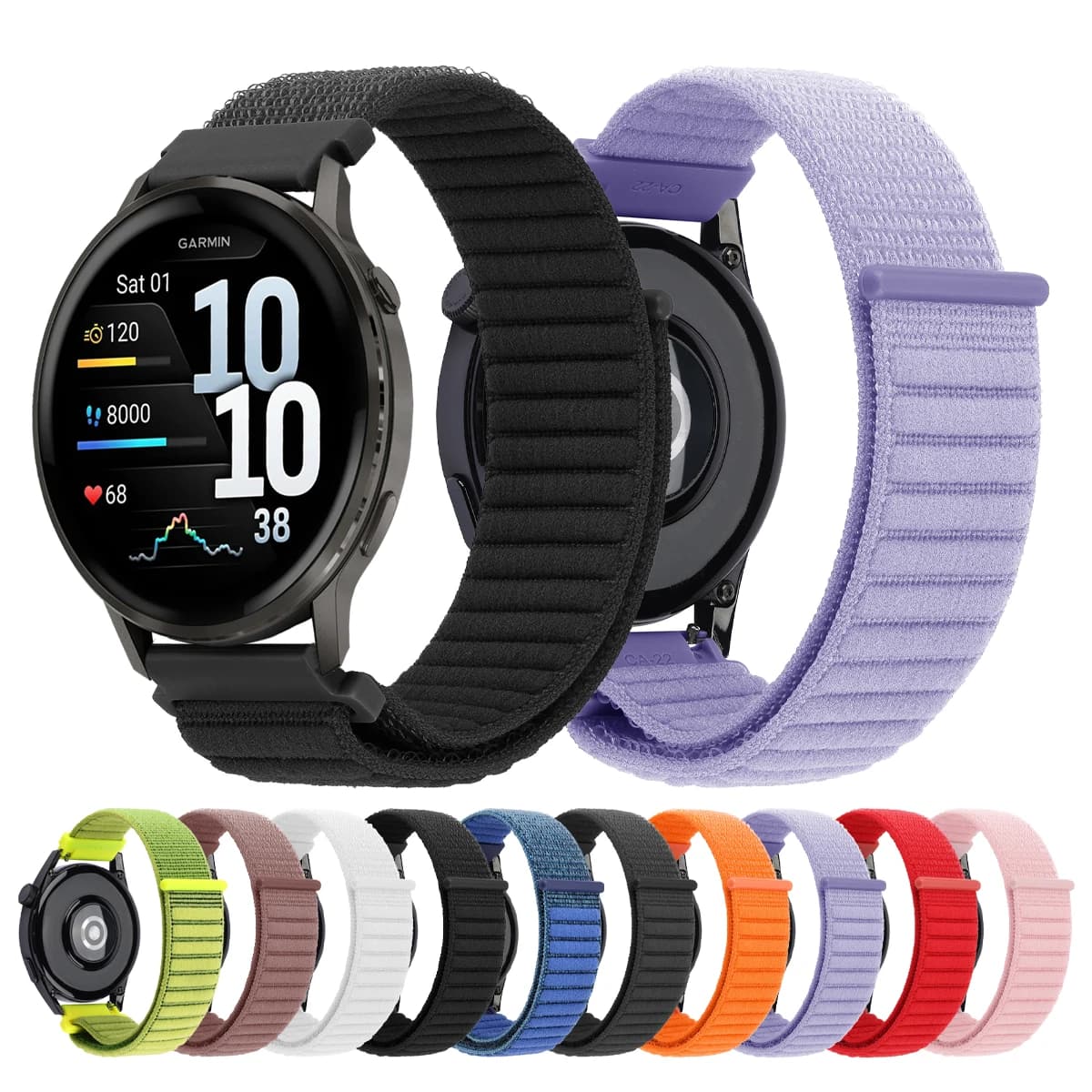 Cinturino in velcro da 20mm 22mm per Garmin Forerunner 570 42/47mm Cinturino in nylon Sostituisci il braccialetto per Garmin Vivoactive 6 5 4/Venu 4 3 2