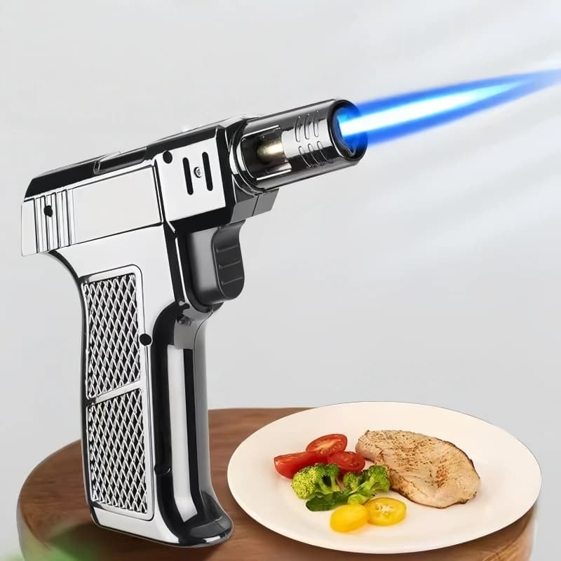 Pistola a spruzzo ad alta fiamma Spray antivento Fiamma blu Accendino a gas Interruttore di blocco di sicurezza Accendisigari da cucina per barbecue da campeggio all'aperto