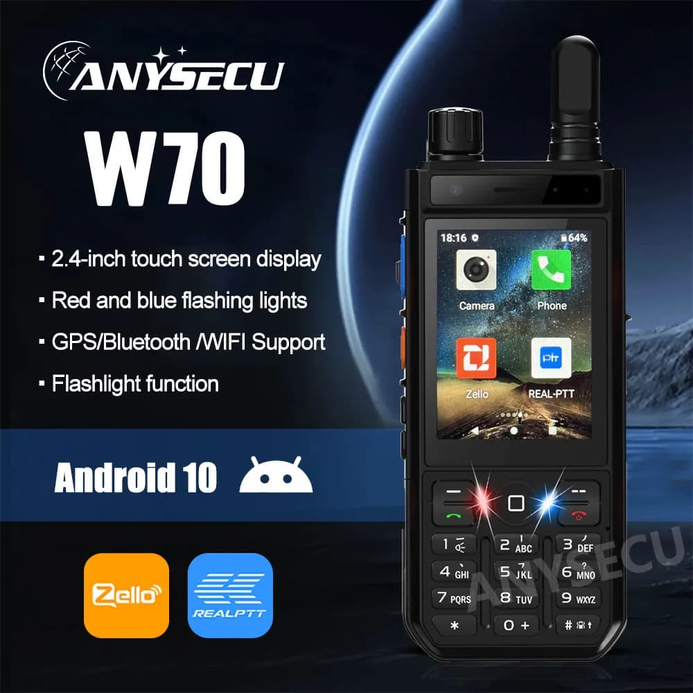 2025 Nuovo Walkie Talkie SL8541 W70 Android 10.0 Radio di rete 4G Altoparlante MAX-3W da 1,4 pollici IP68 3,8 V 4100 mAh con Realptt/ZELLO