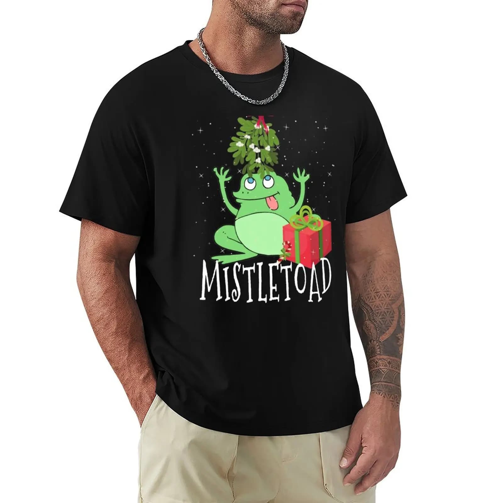 Abbigliamento natalizio Mistletoad - T-shirt natalizia T-shirt casual da indossare tutti i giorni