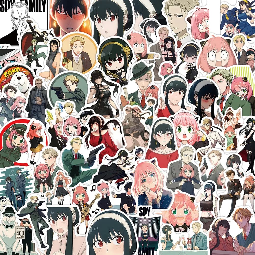 Set da 60 Pezzi di Adesivi Anime Spy×Family con Personaggi Anya, Yor, Loid e Bond Forger, Decorazioni per Diari e Regali per Fan