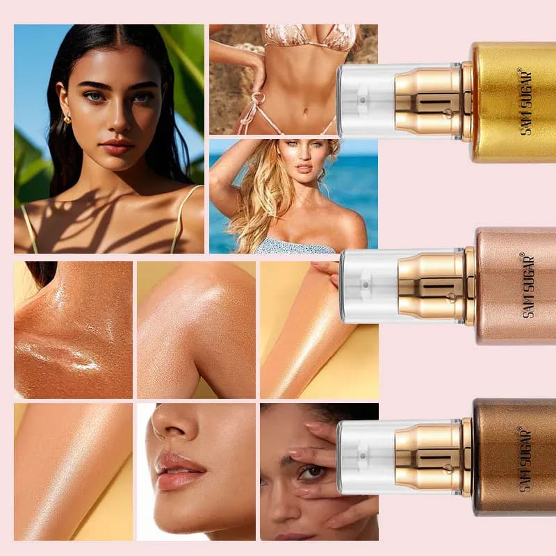 Luminoso corpo bagliore olio viso corpo evidenziatore liquido luccicante abbronzante impermeabile a prova di sudore per eventi di foto di feste in spiaggia