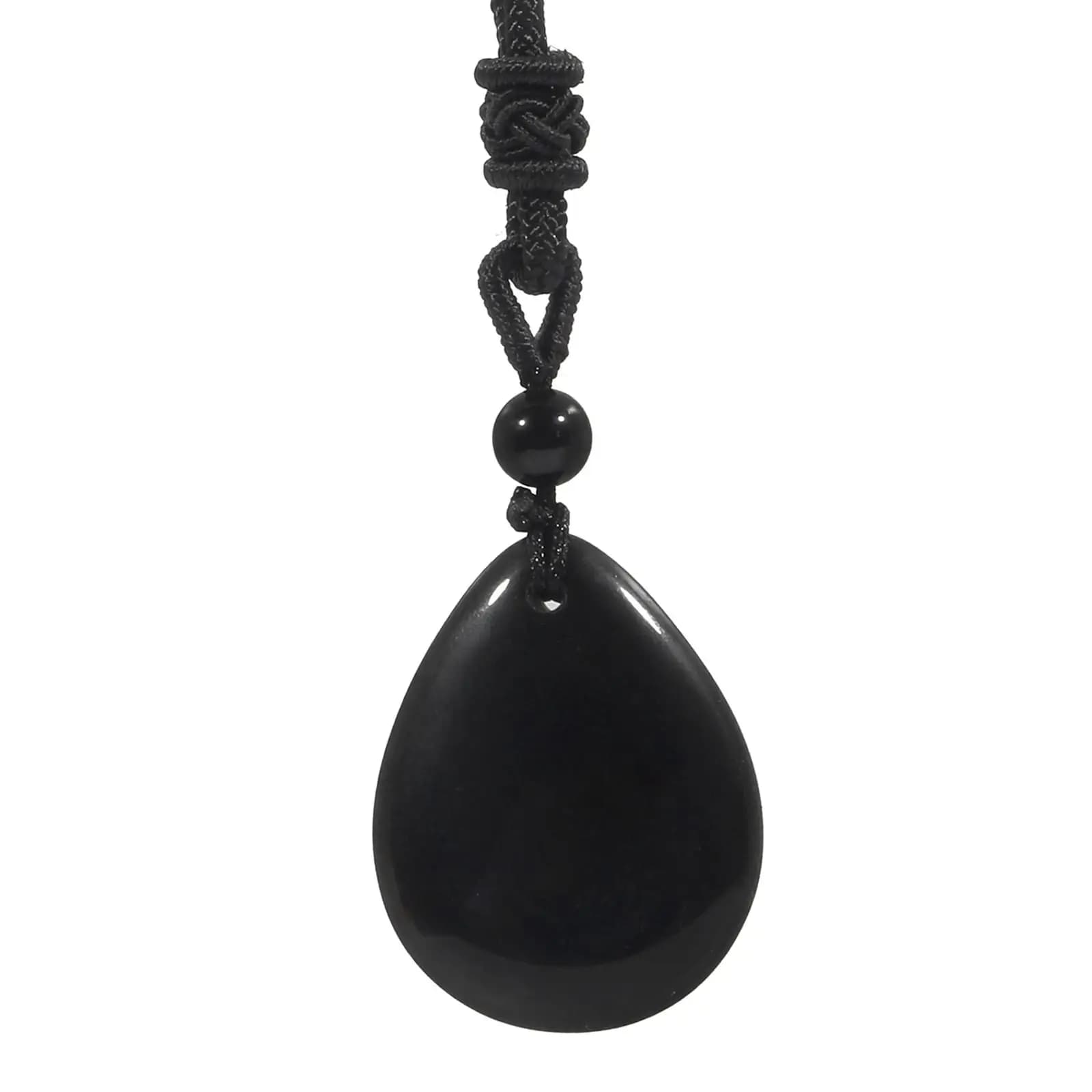 Collana con Ciondolo a Goccia d'Acqua, Gioiello Portafortuna Liscio e Lucido per Feste, Banchetti, Viaggi, con Cordino Fatto a Mano