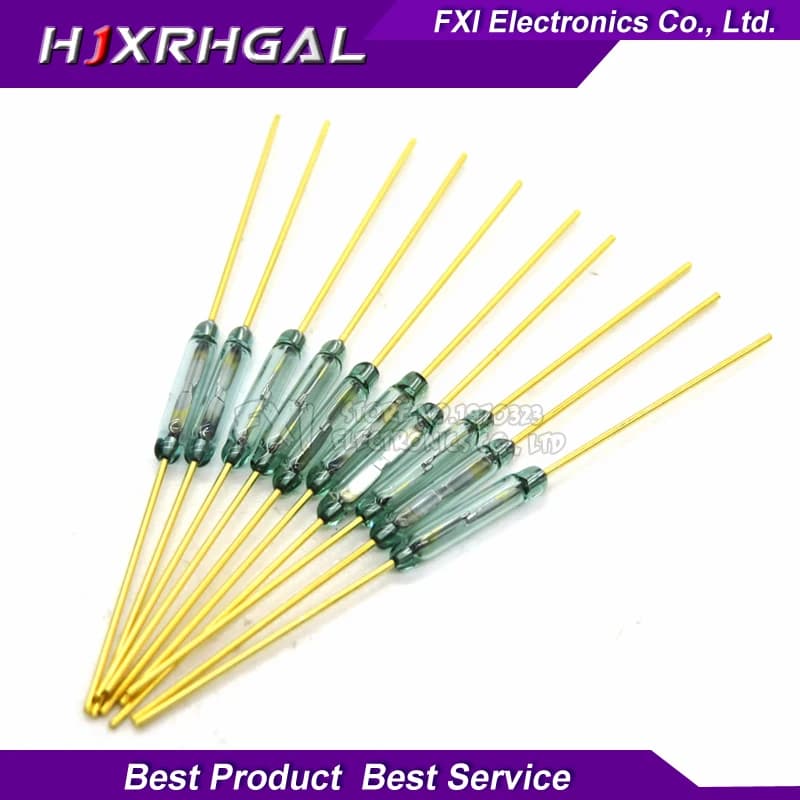 5PCS Reed 1.8*10 millimetri di Controllo Magnetico Interruttore di Vetro Verde Reed Vetro Contatto Normalmente Aperto Per sensori di MKA10110