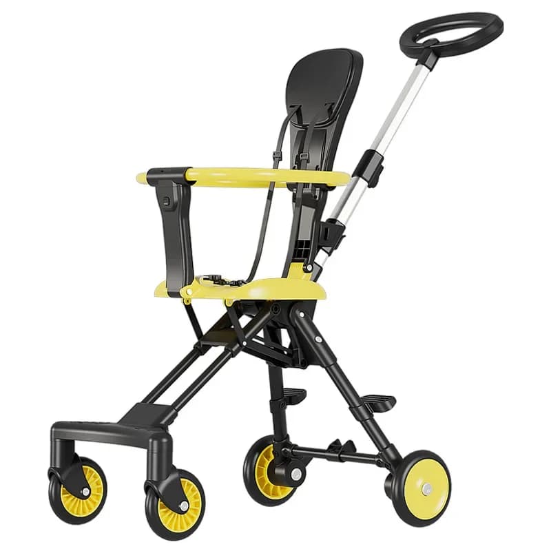 Passeggino pieghevole portatile a quattro ruote senza installazione di un carrello a due vie