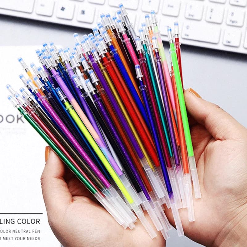 Set di ricariche per penna Gel 12/100 colori Glitter Metallic Pastel Highlighter ricariche di inchiostro a colori per pittura per adulti pennarelli artistici da disegno