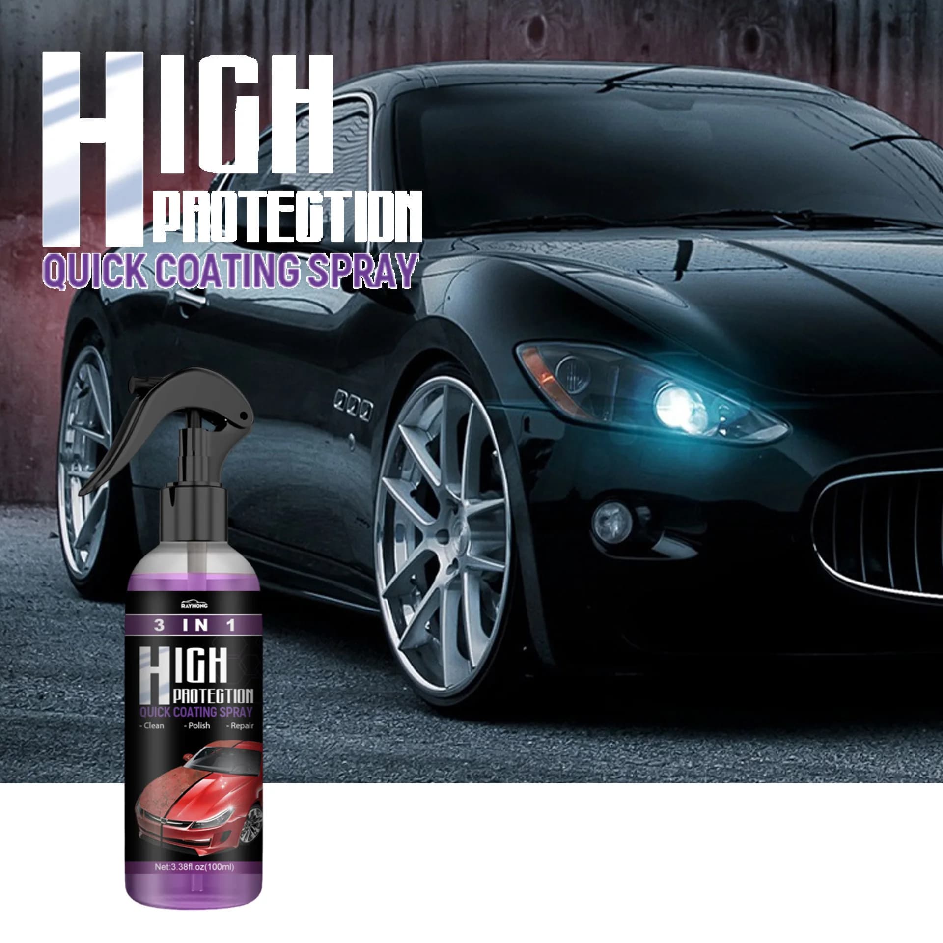 Spray per Pulizia Auto 30ml, Agente per Riparazione Graffi, Rivestimento Ceramico Nano, Cera Spray per Lucidatura, Accessori Auto