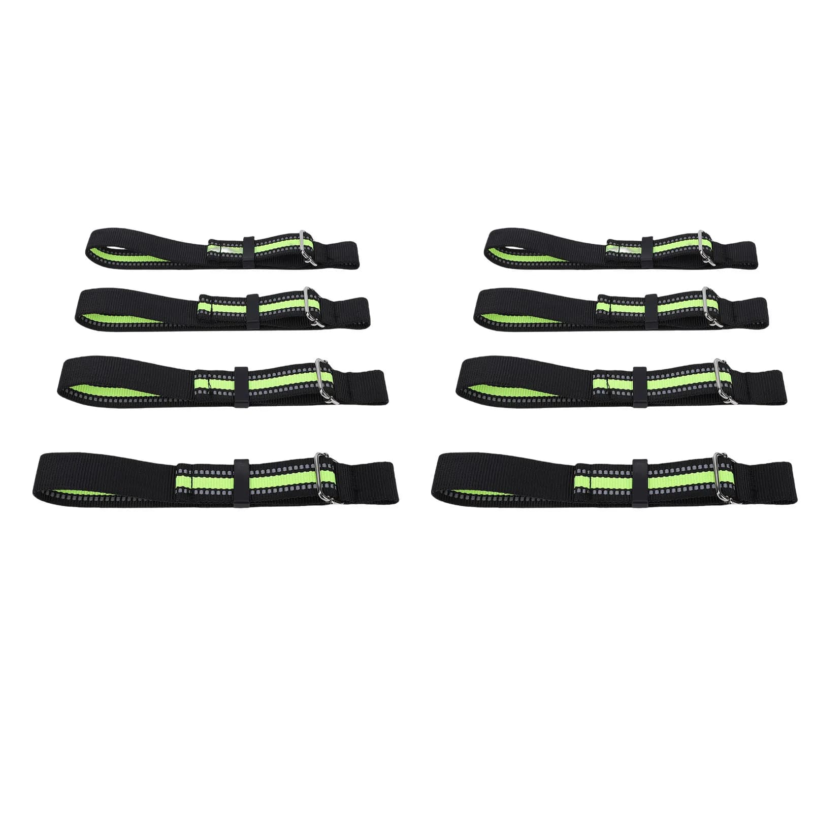 8pcs Ski Brake Retainer Straps Polyester Reflective Adjustable Snowboard Binding Brake Bands with Iron Buckle for Longboard