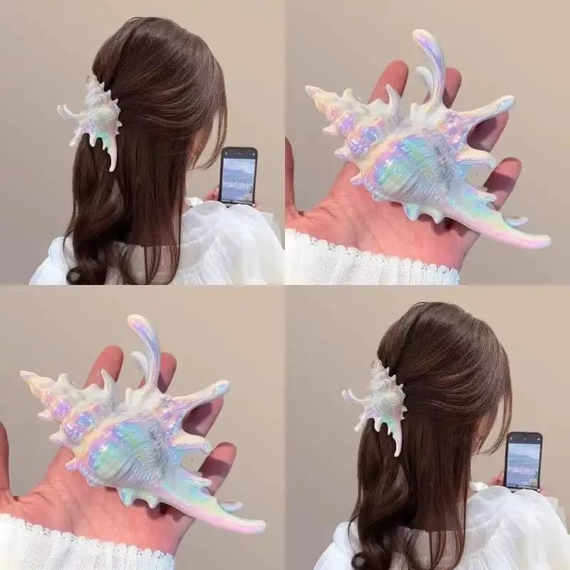Creativo Conchiglia Tornante Artiglio per capelli colorato Donna Elegante clip di squalo per la spiaggia estiva Nuovo copricapo per il regalo della spiaggia estiva