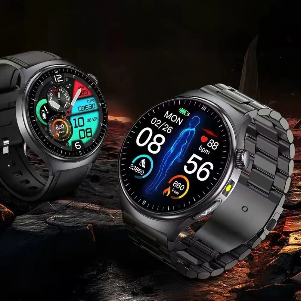 Smartwatch di Alta Gamma per la Salute con Micro Esame Fisico, ECG+HRV, Lipidi nel Sangue, Acido Urico, Chiamate Bluetooth, Torcia, per Uomo