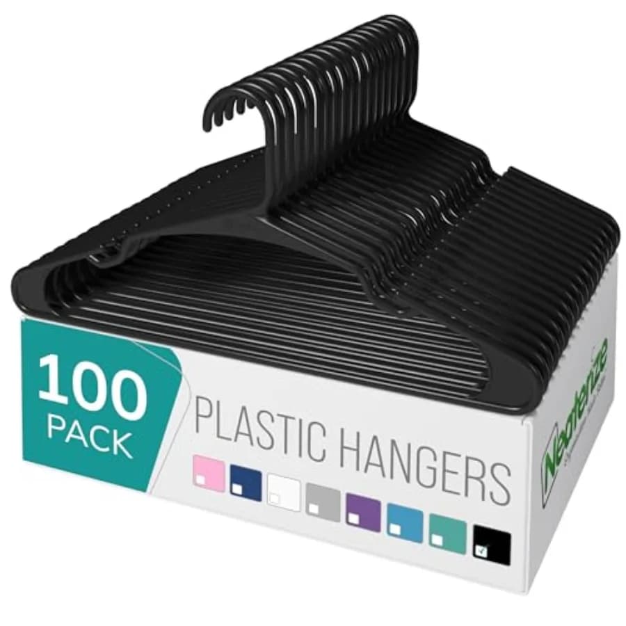 Appendiabiti in plastica, confezione da 100 pezzi per adulti - Appendiabiti in plastica, il perfetto appendiabiti e l'organizzatore salvaspazio per vestiti.