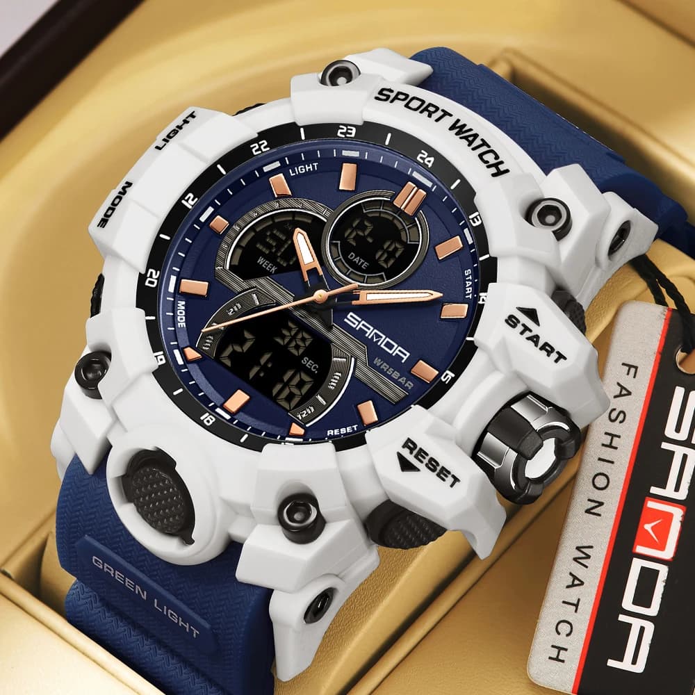 SANDA Orologio digitale da uomo Orologio sportivo militare da polso impermeabile Uomo Cinturino in TPU Orologio al quarzo LED Cronometro moda Data Orologio maschile