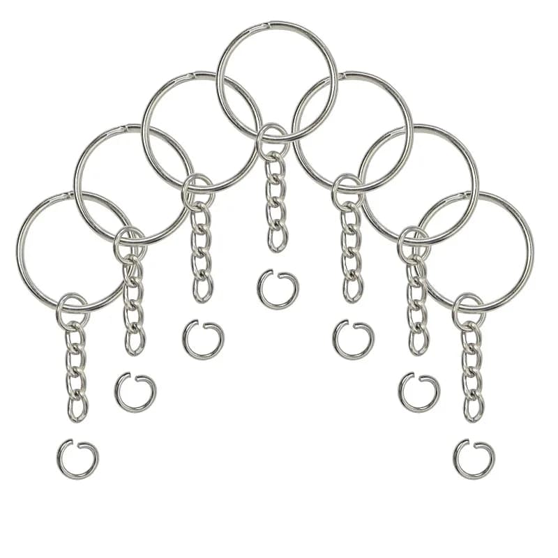 10/20/100Pcs Metal Blank Keyring Keychain With Split Jump Ring Connector DIY Women Men Jewelry Making Supplies Craft Accessories