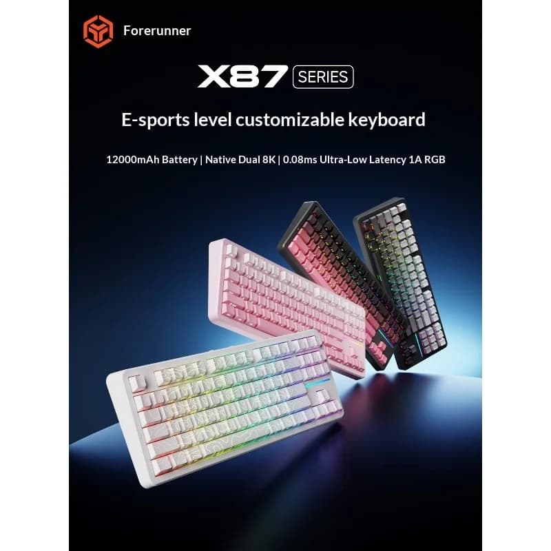 Tastiera Meccanica Wireless Bluetooth Forerunner X87S, Progettata per Gaming, Esports e Uso Ufficio