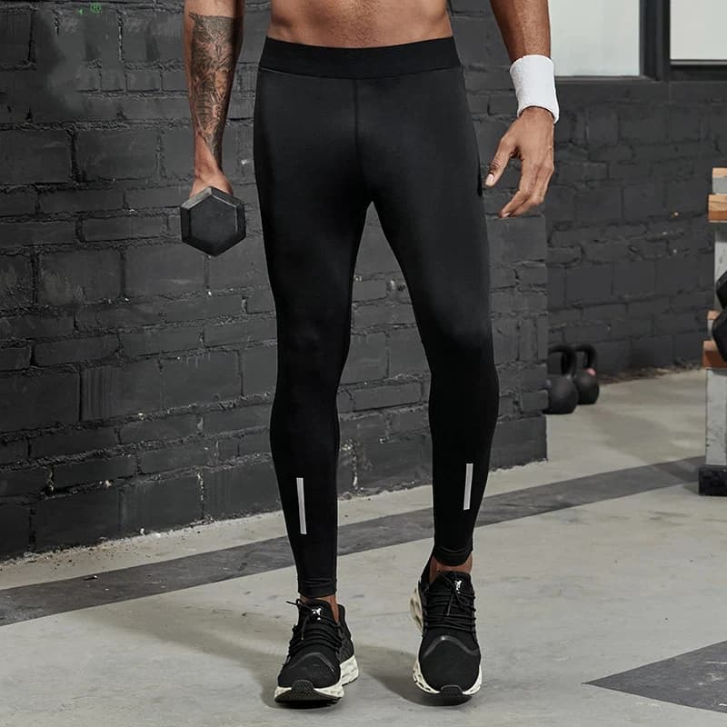 Nuovi Pantaloni a Compressione da Uomo, Leggings da Corsa con Strisce Riflettenti, Pantaloni da Basket, Pantaloni da Allenamento con Vita Elastica