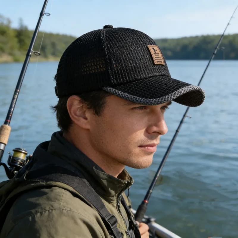 Cappello da Pesca Traspirante in Rete ad Asciugatura Rapida per Uomo, Cappello Estivo Anti-UV per Golf, Baseball, Sport, Tennis, Escursionismo, Corsa, Visiera Parasole
