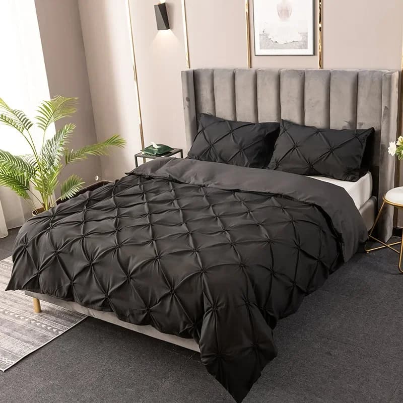 Crafts 3D Pinch Pleated Duvet Cover Set 240x220 Solid Single Double Bedding Set King Soft Durable Queen Quilt Cover Pillowcases